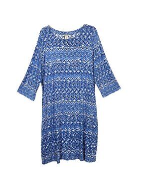 Tommy Bahama Dress XL Blue Geometric Zig Zag Stretch Beachy Tropical Vacation